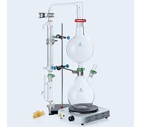 NMVB Aparato de destilación Kit destilador, Aparatos de extracción de aceites Esenciales de 2000 ml, Kit de Cristal de Cristal de destilación de Vapor de Vidrio con Estufa Caliente Graham Condensador