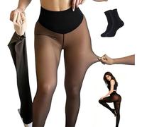 NNBWLMAEE 2026 New Magic Bare-Leg Look Fleece Lined Tights for Women, Plus Size Velvet Tan Leggings, Sheer Look Thermal Shaping Tights, Women Thick Snatch Waist Stay Warm (Tan,L/XL (175-220LB))