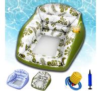 NNBWLMAEE 3-in-1 Inflatable Pool Lounge Chair for Adults, U-Shaped Water Sofa Float with Cup Holder & Cooling Mesh Seat, Heavy Duty Floating Hammock for Lake Beach River Party Summer Vacation (B)
