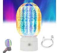NNBWLMAEE 3D Rotating Aurora Night Light, Rechargeable, Dimmable, 360° Rotating Soft Glow Aurora Night Light, 7 Color Gradual Rotatings Lights Projector, for Home, Room Decor (Sand White)