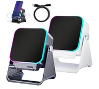 NNBWLMAEE 5-in-1 Wireless Induction Bluetooth Speaker with Adjustable Phone Stand, Stereo Sound | Colorful Light | 5000mAh Rechargeable, Induction Speaker for iPhone and roid iPad (2Mix)