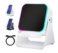 NNBWLMAEE 5-in-1 Wireless Induction Bluetooth Speaker with Adjustable Phone Stand, Stereo Sound | Colorful Light | 5000mAh Rechargeable, Induction Speaker for iPhone and roid iPad (White)