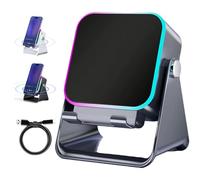 NNBWLMAEE 5-in-1 Wireless Induction Bluetooth Speaker with Adjustable Phone Stand, Stereo Sound | Colorful Light | 5000mAh Rechargeable, Induction Speaker for iPhone and roid iPad (Black)