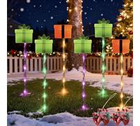 NNBWLMAEE 6-pack of moving Christmas lights, LED Waterproof Solar Christmas Lights Outdoor Decorations, Battery & Solar Powered Decor for Pathway, Lawn & Porch (C,Battery)