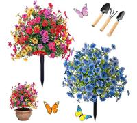 NNBWLMAEE Artificial Flowers Outdoor with Ground Stake, UV Resistant Realistic Morning Glory Bush Yard Stakes, 22" Realistic Artificial Flowers for Outdoors for Garden, Yard, Planter and Porch (B-1)