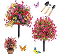 NNBWLMAEE Artificial Flowers Outdoor with Ground Stake, UV Resistant Realistic Morning Glory Bush Yard Stakes, 22" Realistic Artificial Flowers for Outdoors for Garden, Yard, Planter and Porch (C-1)