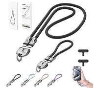 NNBWLMAEE C to C 240W Charging Cable with Wearable Bracelet Design, 5A Fast Charging Cable with Wrist Strap Lanyard, 47/11.8In 240w Fast Charging USB C to USB C Cables, for Tablet, Phone (Black,Set)
