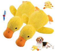 NNBWLMAEE Calming Durable Duck, Squeaky Interactive Duck Dog Toy, Stress Relief Soft Stuffed Plush Stuffed Chew Doll, Bright Yellow Ducks Toys for Indoor Puppy Small Dogs (2PCSYellow,Large)
