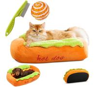NNBWLMAEE Cama para perros salchicha, cama extraíble y lavable, moño suave para perros calientes, felpa suave, pequeño y cálido, apto para lavadora y secadora, S-50 x 35 x 16 cm