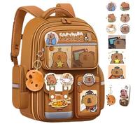 NNBWLMAEE Capybara Backpack, Capybara Cute Kawaii Kapibala Kids School Backpack, Waterproof, with Reflective Strips, Aesthetic School Bag for Girls Kids Boys Teenage (B)