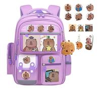 NNBWLMAEE Capybara Backpack, Capybara Cute Kawaii Kapibala Kids School Backpack, Waterproof, with Reflective Strips, Aesthetic School Bag for Girls Kids Boys Teenage (G)