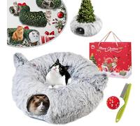 NNBWLMAEE Cat Tunnel Christmas Tree Skirt, Cat Christmas Tree, Cat Tunnel Bed Under Christmas Tree, Christmas Cat Tunnel, Cat Tunnel Bed, Suitable for Medium and Small Cats (Gray-A)