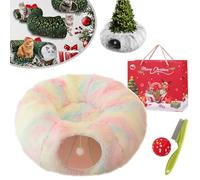 NNBWLMAEE Cat Tunnel Christmas Tree Skirt, Cat Christmas Tree, Cat Tunnel Bed Under Christmas Tree, Christmas Cat Tunnel, Cat Tunnel Bed, Suitable for Medium and Small Cats (Color)