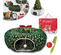 NNBWLMAEE Cat Tunnel Christmas Tree Skirt, Cat Christmas Tree, Cat Tunnel Bed Under Christmas Tree, Christmas Cat Tunnel, Cat Tunnel Bed, Suitable for Medium and Small Cats (Green)
