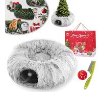 NNBWLMAEE Cat Tunnel Christmas Tree Skirt, Cat Christmas Tree, Cat Tunnel Bed Under Christmas Tree, Christmas Cat Tunnel, Cat Tunnel Bed, Suitable for Medium and Small Cats (Gray)
