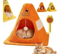 NNBWLMAEE Caution Bad Cat Bed, 2026 Funny Soft Fleece Cozy Zipper Pet House with Detachable Inner Padding, Funny Enclosed Cat Cave Bed with Warning Sign Design, for Cats Dogs (B,15 * 15 * 14.1in)