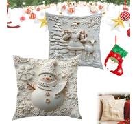 NNBWLMAEE Christmas Cushion Covers Set of 4, 2026 New Christmas Themed Cushion Cover, Soft Comfortable Single Side Printing Decorative Cushions, for Home Living Room (2PCS-1,17.7 * 17.7in)