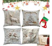 NNBWLMAEE Christmas Cushion Covers Set of 4, 2026 New Christmas Themed Cushion Cover, Soft Comfortable Single Side Printing Decorative Cushions, for Home Living Room (4PCS,15.7 * 17.7in)