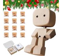 NNBWLMAEE Christmas Shaking Wooden Man Figurine with 12 Magnetic Expressions, Cute Santa Shaking Feet Wooden Doll, Handmade Xmas Decors, Car Dashboard Accessories for Friends Familys Gifts (Style6)