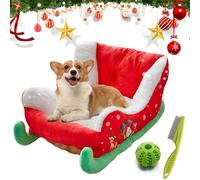 NNBWLMAEE Christmas Sleigh Dog Bed, Sleigh Dog Bed, Dog Sleigh Bed, Christmas Dog Bed, Festive Plush Cozy Dog Bed - Christmas Sleigh, Christmas Holiday Themed Pet Bed (Sleigh Dog Bed)