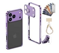 NNBWLMAEE ChubbyCase Ultra-Thin Metal Frame Heat Dissipation Case with Lens Protector for iPhone 17/16/15 Pro MAX, Detachable Metal Lens Cover Cases, Seahorse Buckle Design (16Promax,E)