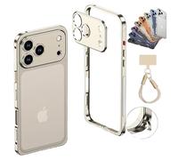 NNBWLMAEE ChubbyCase Ultra-Thin Metal Frame Heat Dissipation Case with Lens Protector for iPhone 17/16/15 Pro MAX, Detachable Metal Lens Cover Cases, Seahorse Buckle Design (15Pro,C)