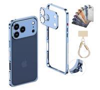 NNBWLMAEE ChubbyCase Ultra-Thin Metal Frame Heat Dissipation Case with Lens Protector for iPhone 17/16/15 Pro MAX, Detachable Metal Lens Cover Cases, Seahorse Buckle Design (17,D)