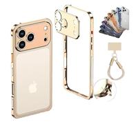 NNBWLMAEE ChubbyCase Ultra-Thin Metal Frame Heat Dissipation Case with Lens Protector for iPhone 17/16/15 Pro MAX, Detachable Metal Lens Cover Cases, Seahorse Buckle Design (15,B)