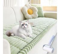 NNBWLMAEE Couch Cover, Non-Slip Washable Couches Covers for Pets, New Thick Sofa Covers Washable, Ultra-Soft Fluffy Plush, All Seasons, for Living Room Decor (Green,27.5 * 27.5in)