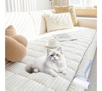 NNBWLMAEE Couch Cover, Non-Slip Washable Couches Covers for Pets, New Thick Sofa Covers Washable, Ultra-Soft Fluffy Plush, All Seasons, for Living Room Decor (White,23.6 * 82.6in)