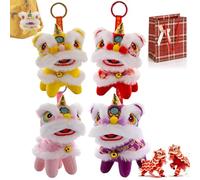 NNBWLMAEE Cute Cloak Lion Dance Keychain, 2026 Year of the Horse Traditional Cartoon Lion Dance Keychains, Plush Toy Doll Horse Year Bag Pendant, Funny Years of Horses (Mix)