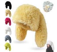 NNBWLMAEE Cute Long Bunny Ear Plush Hat, Y2K Fuzzy Bunny Hat, Fluffy Fuzzy Bunnys Cap, Winter Warm Plush Rabbit Beanies with Soft Long Rabbit Ears, for Girls, Festival, Easter, Party (Yellow)