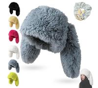 NNBWLMAEE Cute Long Bunny Ear Plush Hat, Y2K Fuzzy Bunny Hat, Fluffy Fuzzy Bunnys Cap, Winter Warm Plush Rabbit Beanies with Soft Long Rabbit Ears, for Girls, Festival, Easter, Party (Grey)