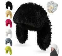 NNBWLMAEE Cute Long Bunny Ear Plush Hat, Y2K Fuzzy Bunny Hat, Fluffy Fuzzy Bunnys Cap, Winter Warm Plush Rabbit Beanies with Soft Long Rabbit Ears, for Girls, Festival, Easter, Party (Black)