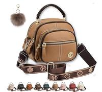 NNBWLMAEE Easiotward Crossbody Bag, Classic Multifunctional Compartments Adjustable Wide Shoulder Purses, Leather Handbag (Khaki)