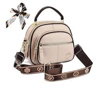 NNBWLMAEE Easiotward Crossbody Bag, Classic Multifunctional Compartments Adjustable Wide Shoulder Strap Leather Shoulder Handbags (Light Khaki)