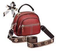 NNBWLMAEE Easiotward Crossbody Bag, Classic Multifunctional Compartments Adjustable Wide Shoulder Strap Leather Shoulder Handbags (Red)