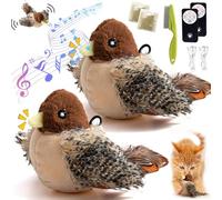 NNBWLMAEE Flapping Bird Cat Toy, Celery Pets Cat Toy, Bird Toy for Cats, Chirping Bird Cat Toy, Cat Toy Bird Flapping, Simulated Chirping Bird Cat Toy, USB Rechargeable (Chirping+Flapping-2)