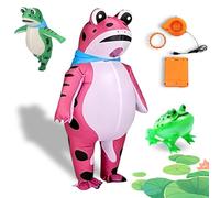 NNBWLMAEE Frog Costume Inflatable, Funny Full Body Frog Suit, Blow up Costume Full Body Halloween Frog, Suitable for Birthday, Halloween Party, Mardi Gras (Pink,M:62.99in-68.9in)
