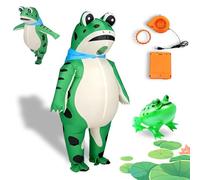 NNBWLMAEE Frog Costume Inflatable, Funny Full Body Frog Suit, Blow up Costume Full Body Halloween Frog, Suitable for Birthday, Halloween Party, Mardi Gras (Green,M:62.99in-68.9in)