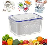NNBWLMAEE Fruit Storage Containers for Fridge with Removable Colander, Household Transparent Plastic Food Storage Box-Include Drain Basket, 4 in 1 Food Storages Container for Vegetable Fruit (Blue,S)