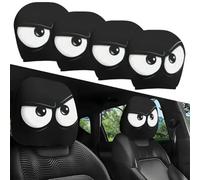 NNBWLMAEE Funny Cartoon Car Headrest Covers, Breathable Elastic Halloween Headrest Covers, ig Eyes Car Seat Protector Cover, Cute Cheerful Face Auto Seat Covers for Road Trips, Parties (C-2pair)