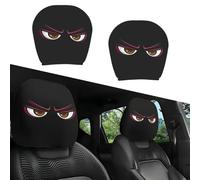 NNBWLMAEE Funny Cartoon Car Headrest Covers, Breathable Elastic Halloween Headrest Covers, ig Eyes Car Seat Protector Cover, Cute Cheerful Face Auto Seat Covers for Road Trips, Parties (B-1pair)