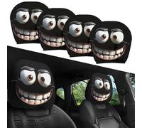 NNBWLMAEE Funny Cartoon Car Headrest Covers, Breathable Elastic Halloween Headrest Covers, ig Eyes Car Seat Protector Cover, Cute Cheerful Face Auto Seat Covers for Road Trips, Parties (A-3pair)