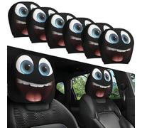 NNBWLMAEE Funny Cartoon Car Headrest Covers, Breathable Elastic Halloween Headrest Covers, ig Eyes Car Seat Protector Cover, Cute Cheerful Face Auto Seat Covers for Road Trips, Parties (D-3pair)