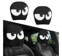 NNBWLMAEE Funny Cartoon Car Headrest Covers, Breathable Elastic Halloween Headrest Covers, ig Eyes Car Seat Protector Cover, Cute Cheerful Face Auto Seat Covers for Road Trips, Parties (C-1pair)