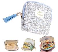 NNBWLMAEE Gettoreach Travel Jewelry Case, Mini Soft Velvet Jewelry Travel Organizer Pouch with 5 compartments, Portable Jewelrys Box with Tassel Zipper, for Rings, Bracelets, Necklace (J)