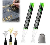 NNBWLMAEE Golden Tombstone Marker Pen for Restoring Faded Grave Inscriptions, Waterproof Stone Touch-up Pen, Strong Coverage, Quick-Drying, Fade-Resistant for Granite Gravestone Lettering (White)