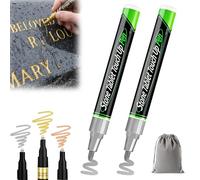 NNBWLMAEE Golden Tombstone Marker Pen for Restoring Faded Grave Inscriptions, Waterproof Stone Touch-up Pen, Strong Coverage, Quick-Drying, Fade-Resistant for Granite Gravestone Lettering (Silver)