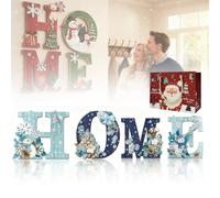 NNBWLMAEE Heritage Holiday Home Sign, 4 Pcs Winter Wood Home Sign, Winter Rustic Theme Holiday Christmas Art Wall Decor, Christmas Wall Decor, for Living Room Shelf Mantel Windowsill (C)